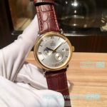 Copy Omega De Ville Automatic Watch Silver Moonphase Dial Gold Bezel